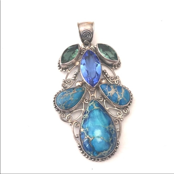 Jewelry - Blue Turquoise With Gemstone Pendant
